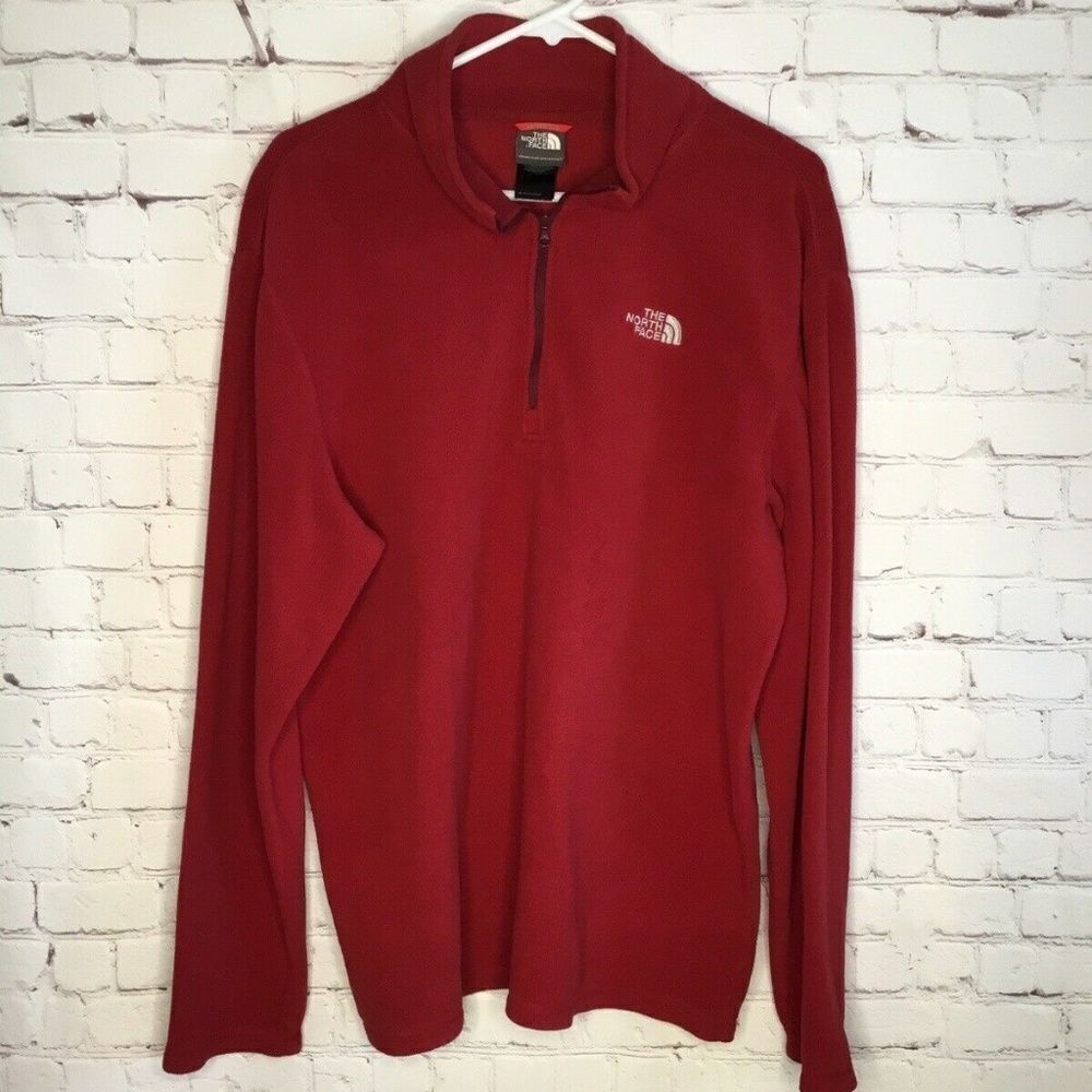 The North Face Men's Burgundy Fleece 1/2 Zip Sweater Size L